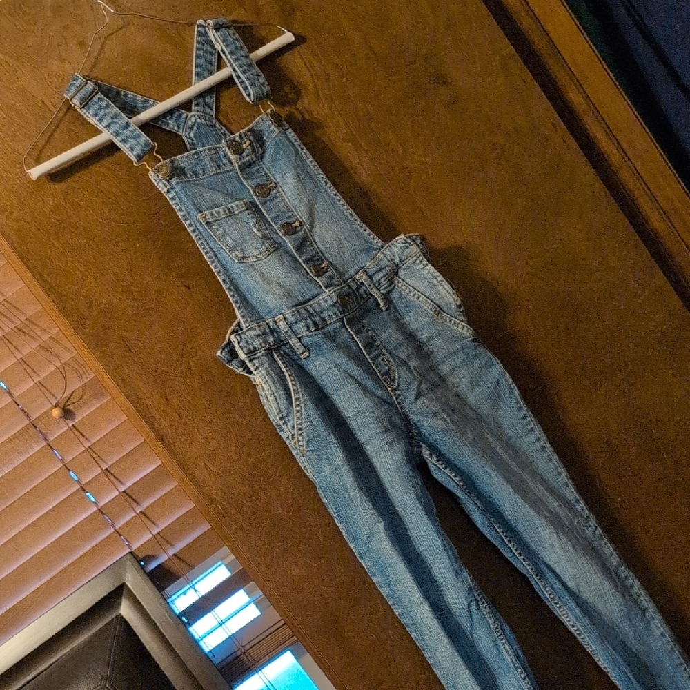 Denim Overalls with Button Front